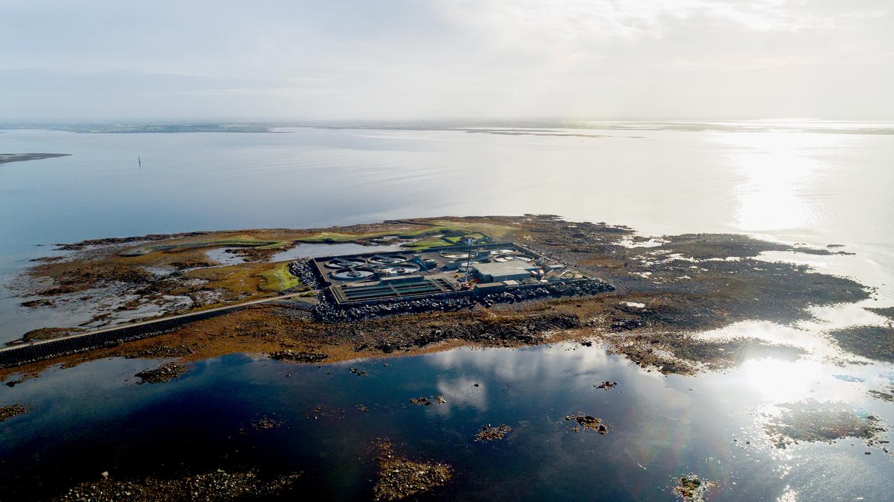 An arial view of Mutton island in Galway