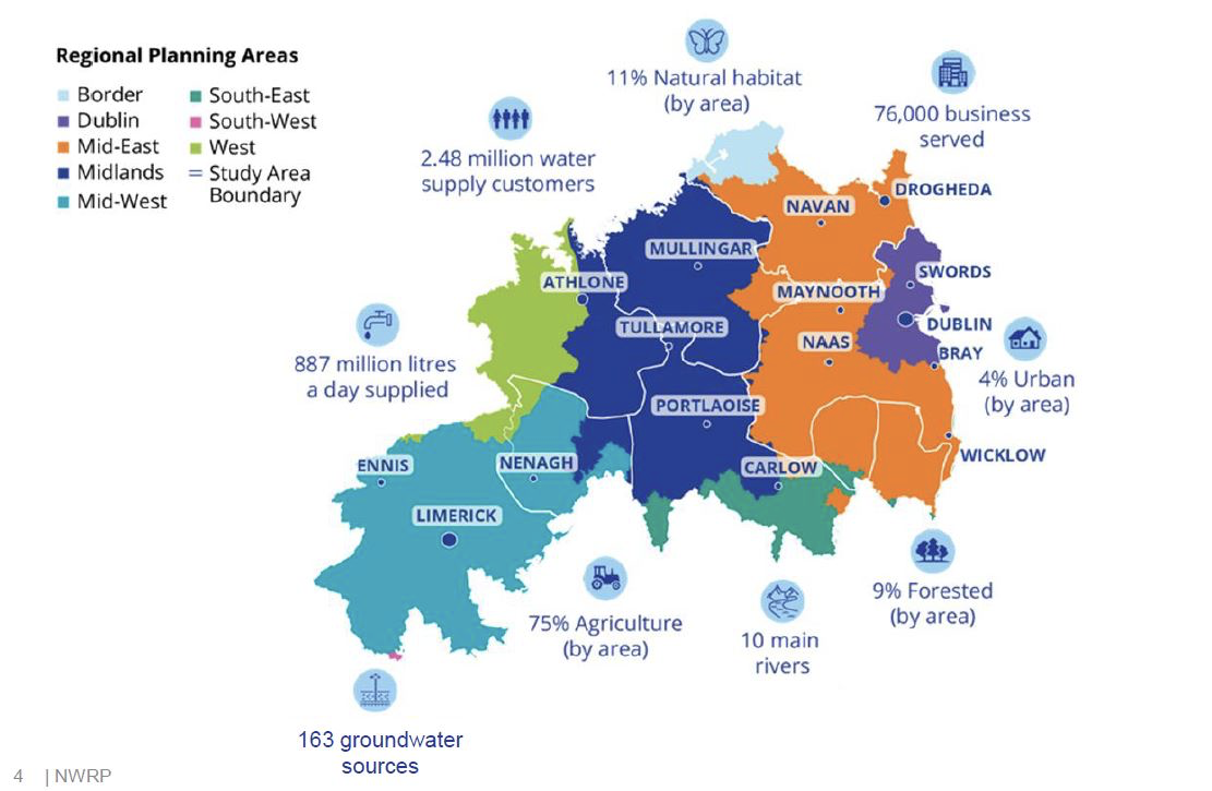 A regional map highlighting the eastern midlands