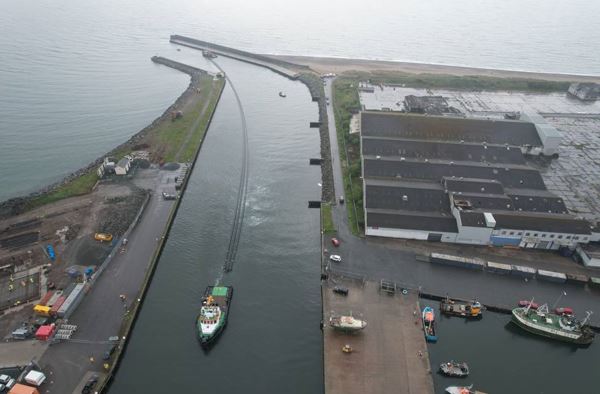 A boat sailing into land