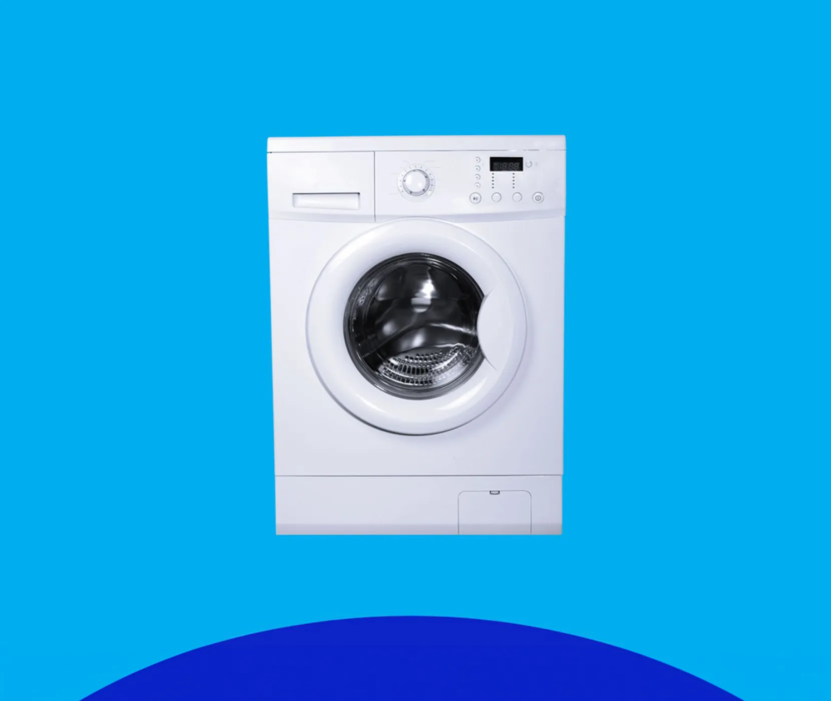 Washing machine with blue background