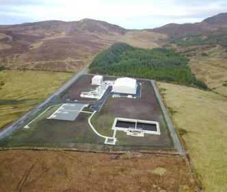 Aerial view of a water treatment plant
